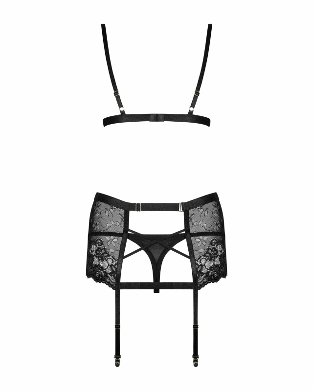 Комплект з поясом для панчіх Obsessive Blanita 3 предмети, чорний, L/XL - Изображение 7