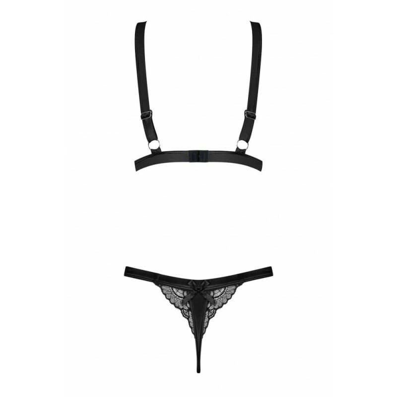 Комплект сексуальний Obsessive Eloissa з мереживом, чорний, розмір L/XL - Изображение 4