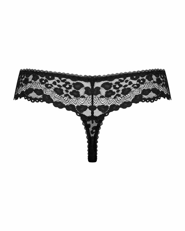 Трусики стрінги Obsessive Giully мереживні, чорні, S/M - Зображення 5