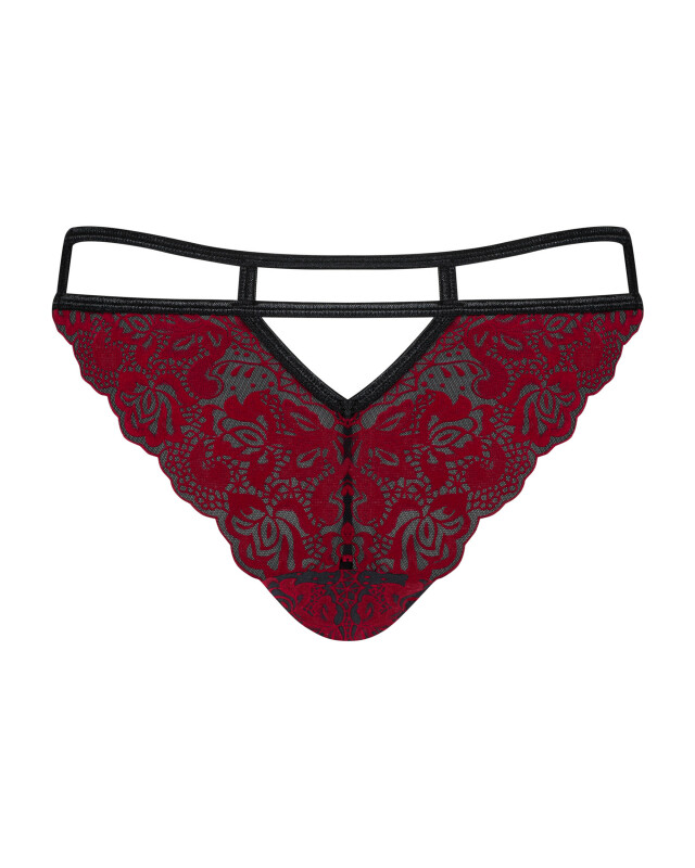Трусики бразиліана Obsessive Sugestina, бордово-чорні, L/XL - Изображение 7