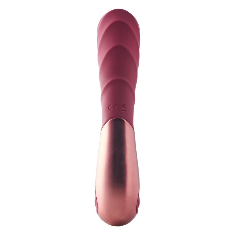 Вібратор-кролик Dream Toys Duo рельєфний, бордовий, 19.4 х 3.8 см - Зображення 5
