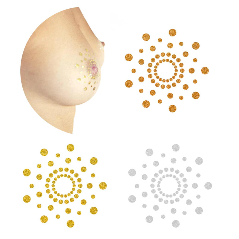 Прикраса для грудей MIMI Metallic Bijoux Indiscrets, тимчасові тату, 3 шт - Зображення 3