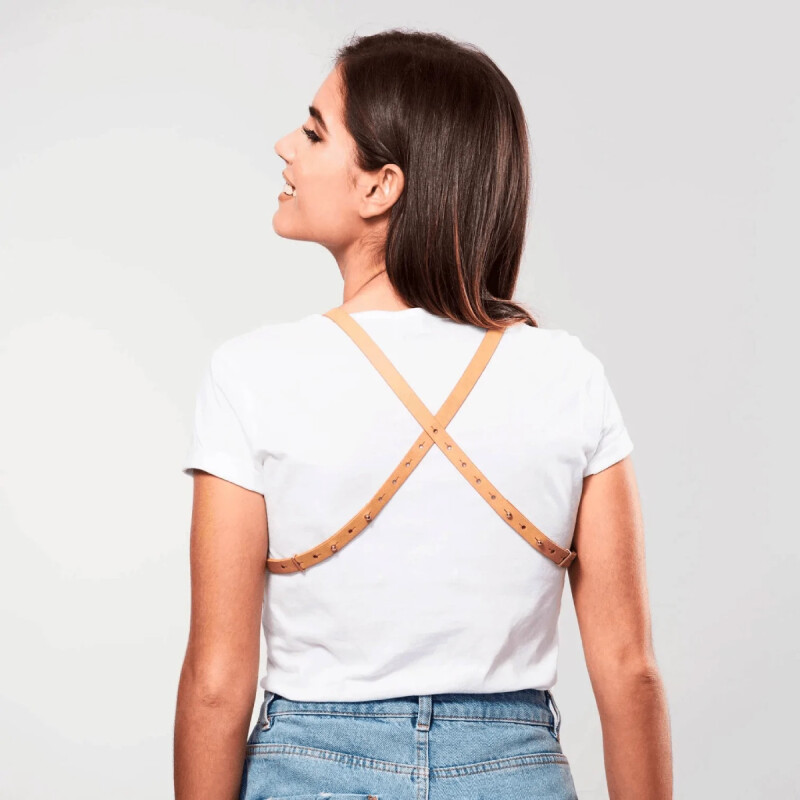 Портупея з екошкіри Bijoux Indiscrets MAZE – Cross Cleavage, бежева - Зображення 1