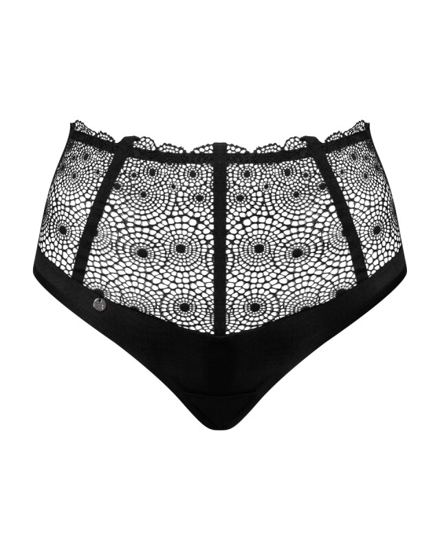 Сексуальні стрінги Obsessive Sharlotte, L/XL, з мереживом, на високій талії, чорні - Изображение 8