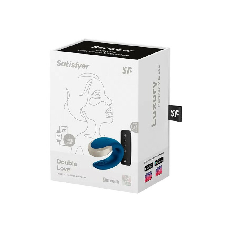 Вібратор для пар Satisfyer Double Love з додатком та пультом, блакитний, 8.6 х 4.2 см - Изображение 1