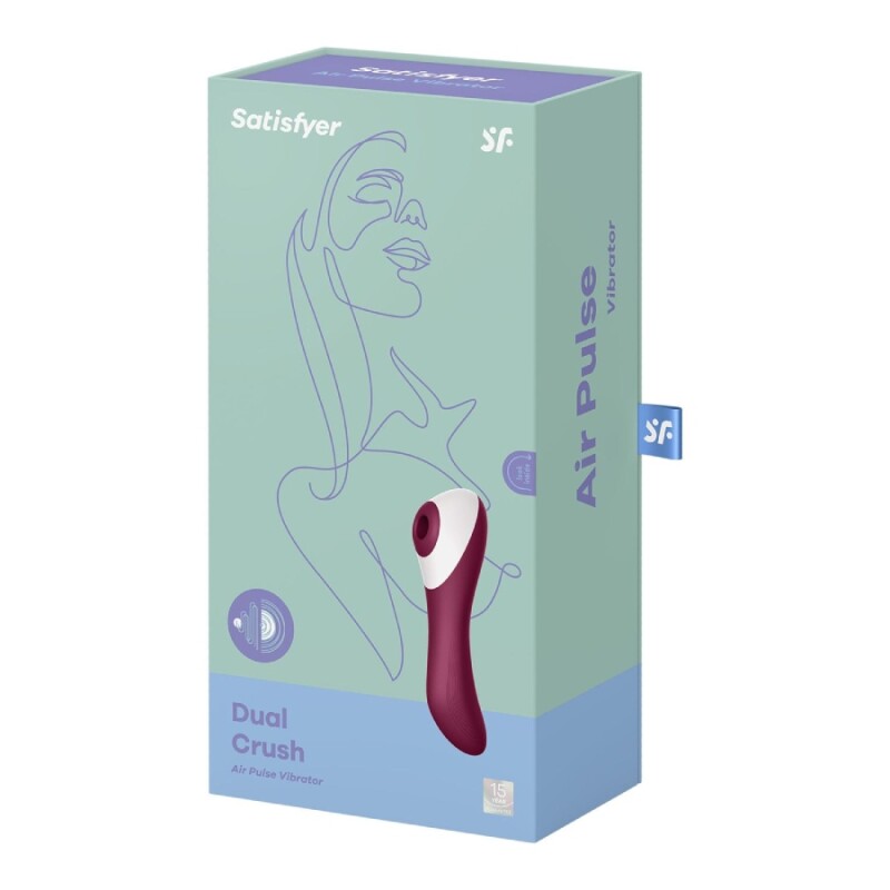 Вакуумний стумулятор клітора Satisfyer Dual Crush з вібрацією, бордовий, 17 х 5.5 см - Изображение 1