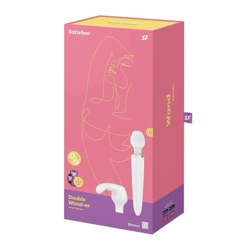 Вібратор-мікрофон Satisfyer Double Wand-er з додатком, білий, 27 х 5.5 см - Зображення 1