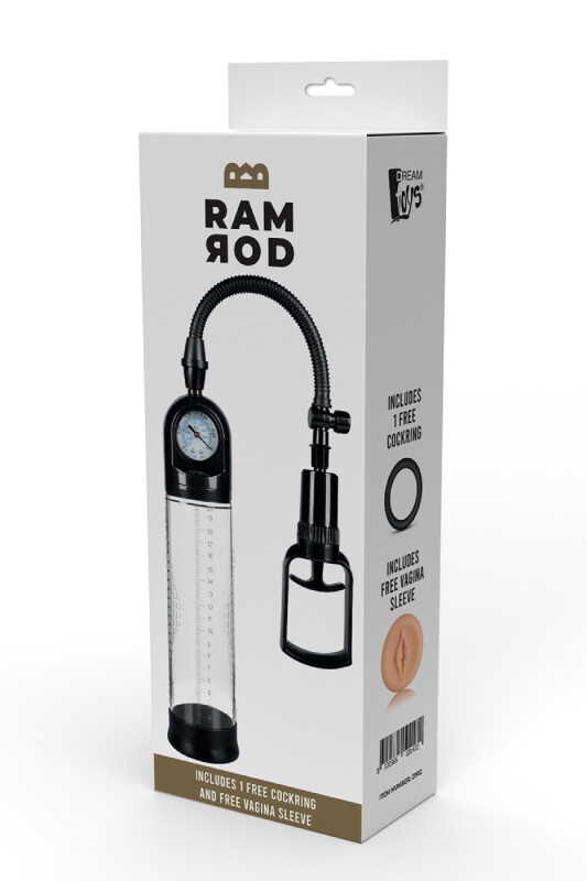 Вакуумна помпа механічна Dreamtoys Ramrod з манометром, прозора, 20 х 5.9 см - Изображение 1