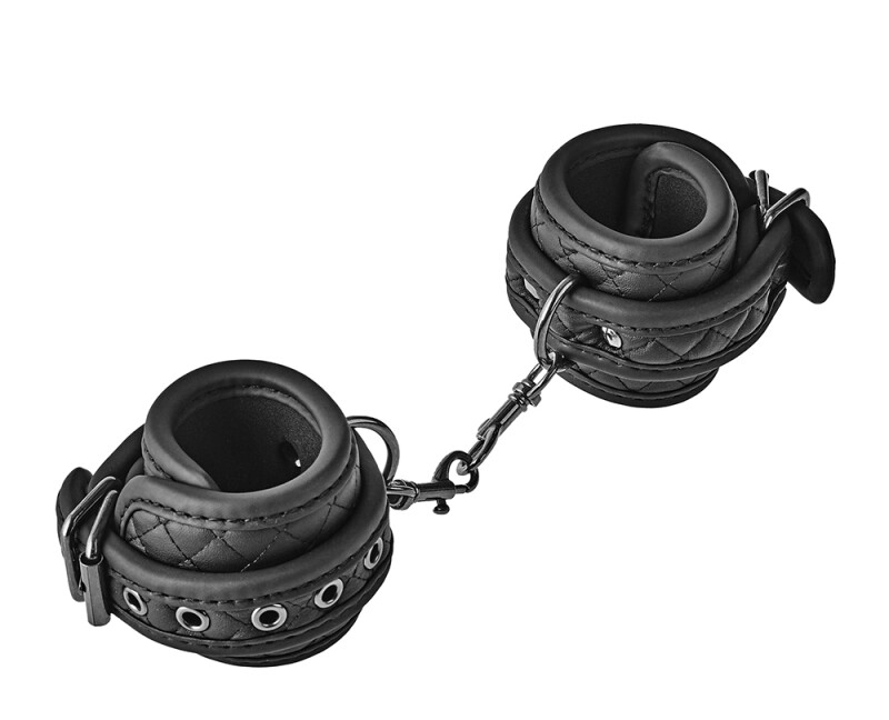 Наручники Dreamtoys Blaze зі штучної шкіри, чорні, 26 х 6.2 см - Изображение 2