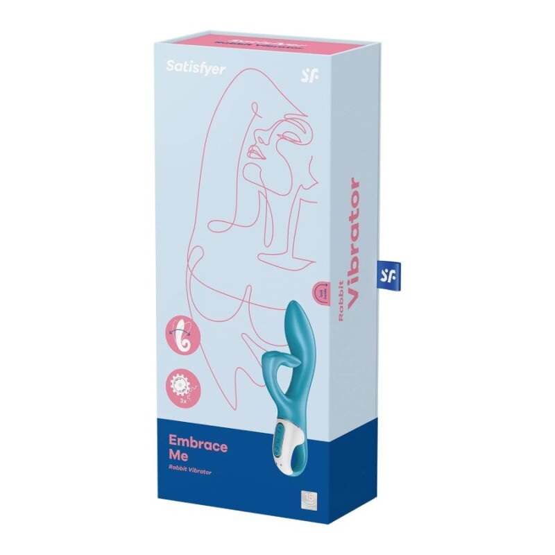 Вібратор-кролик Satisfyer Embrace me із потрійним кліторальним відростком, блакитний, 21.2 х 4.6 см - Изображение 1