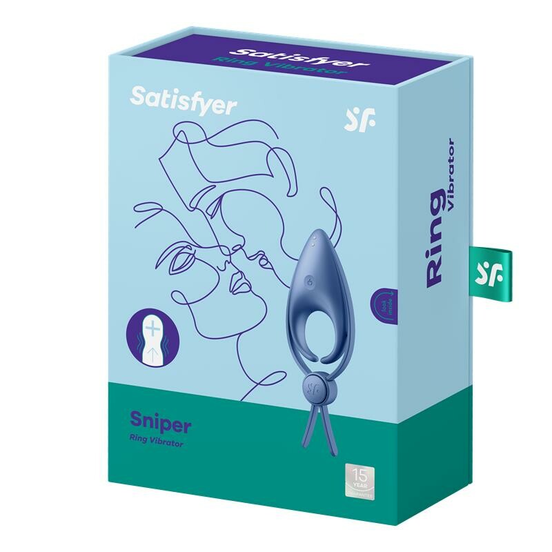 Ерекційне віброкільце Satisfyer Sniper регульоване,блакитне, 14.2 х 5 см - Изображение 1
