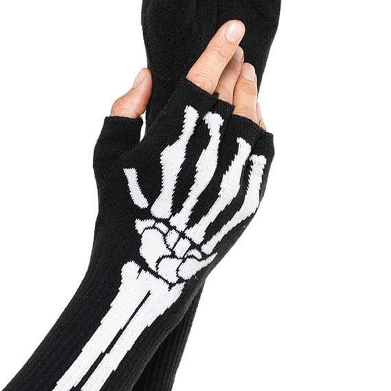Рукавички без пальців Leg Avenue Skeleton Fingerless Gloves, чорні, O/S - Изображение 3
