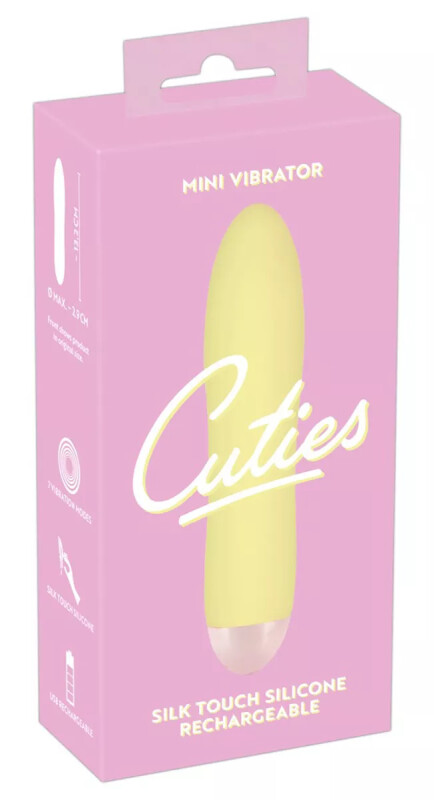Міні-вібратор Cuties гладкий, жовтий, 13.2 х 2.9 см - Изображение 1