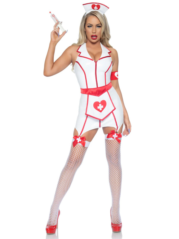 Костюм еротичної медсестри Leg Avenue ER Hottie, XS, 4 предмети, білий - Изображение 4