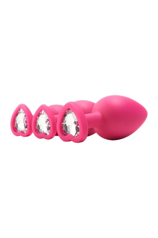 Набір анальних пробок Dream Toys Flirts із білими кристалами, рожеві, 3 шт - Изображение 6