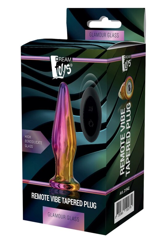 Анальна пробка з вібрацією Glamour Glass від Dream Toys, зі скла, різнокольорова, 12.5 х 2.6 см - Изображение 1
