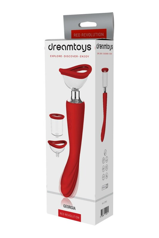 Вібратор-помпа Dream Toys Georgia зі змінними насадками, червоний, 29.3 х 3.5 см - Изображение 1