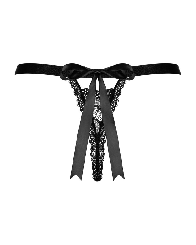 Еротичні стрінги Obsessive Isabellia S/M, мереживні, чорні - Изображение 5