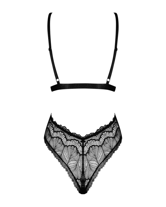 Сексуальне боді Obsessive Isabellia S/M, з глибоким декольте, чорне - Зображення 3