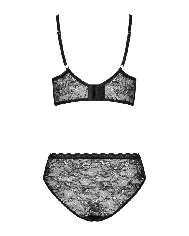 Еротичний комплект Obsessive Laurise, S/M, мереживний, чорний - Зображення 6