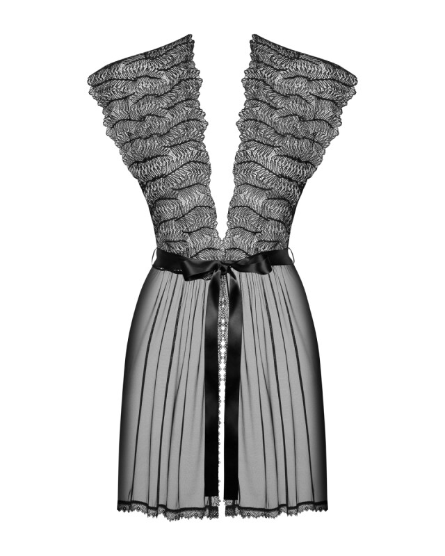 Сексуальний халат Obsessive Romanesa, L/XL, напівпрозорий, чорний - Зображення 8
