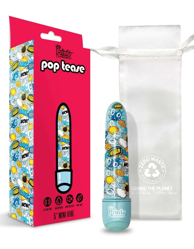 Міні-вібратор із принтом Prints Charming Pop Tease мультиколор, 12.7 см х 2.5 см - Изображение 1