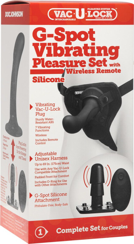 Страпон з вібруючим адаптером G-Spot Vibrating Pleasure Set з дистанційним пультом, чорний, 16.5 х 3.8 см - Изображение 1