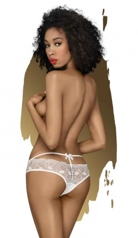 Еротичні трусики Penthouse Adore me, S/M, мереживні, білі - Зображення 2
