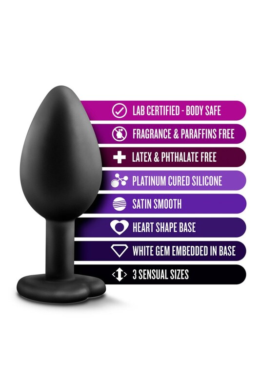 Набір анальних пробок зі стразами LUXE BLING PLUGS TRAINING KIT WHITE GEMS, чорний - Зображення 6