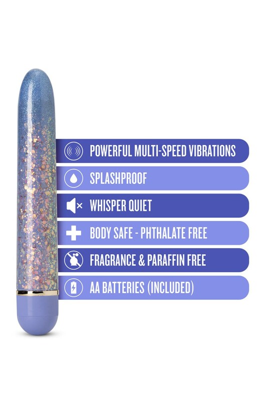 Вібратор з блискітками Blush Etherial Periwinkle, фіолетовий, 17.7 х 2.5 см - Зображення 5