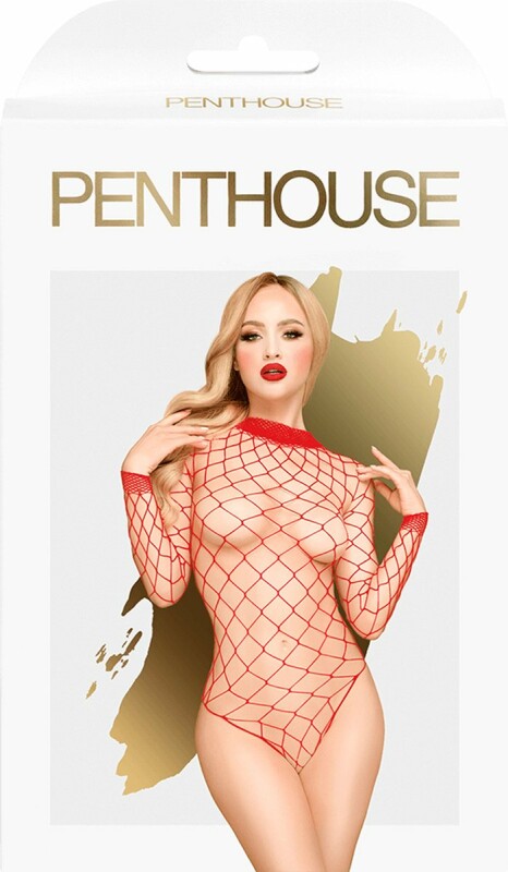 Еротичний боді Penthouse Scandalous, XL, у велику сітку, червоне - Зображення 3