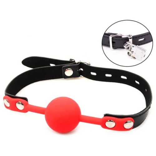 Кляп силіконовий із замком Silicone Ball Gag із замком, червоний, 4 см