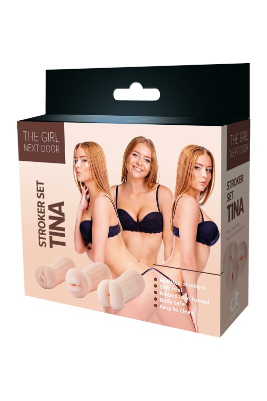 Набір мастурбаторів Dreamtoys The girl next door вагіна, рот і анус, бежеві, 3 шт - Изображение 1