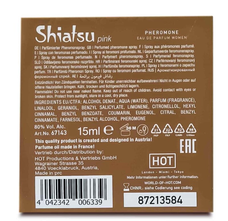 Парфуми з феромонами жіночі HOT Shiatsu Pink, 15 мл - Изображение 7