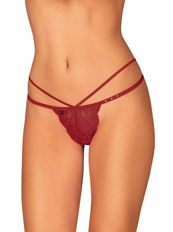 Трусики еротичні Obsessive Ivetta, бордові, L/XL - Зображення 1