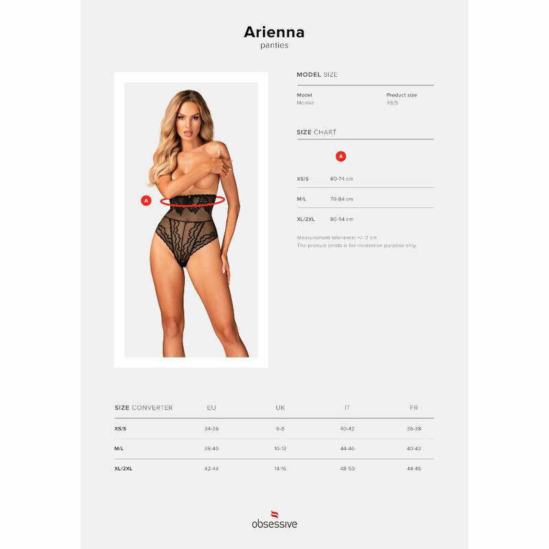 Трусики сексуальні M/L Obsessive Arienna, чорні - Изображение 6