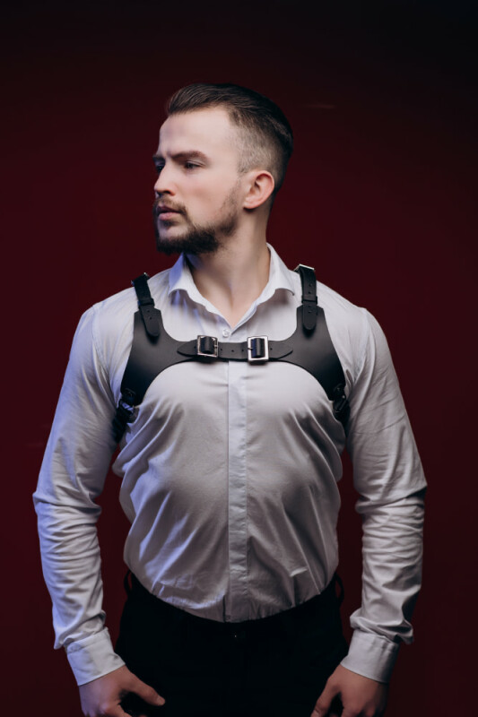 Портупея чоловіча One Size Р20 Candy Hero на груди, натуральна шкіра, чорна - Изображение 2
