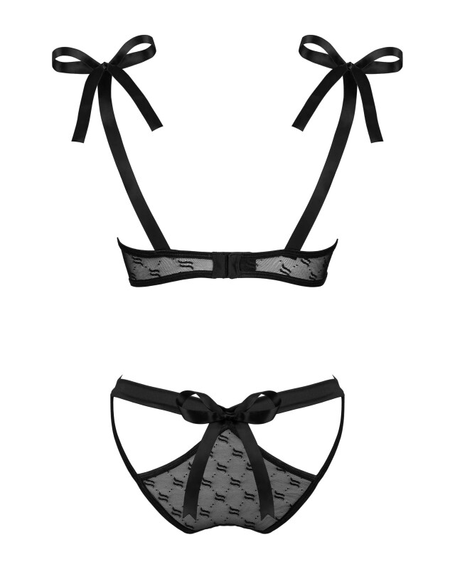 Комплект сексуальної білизни L/XL Obsessive Obsessivia, напівпрозорий, чорний - Изображение 5