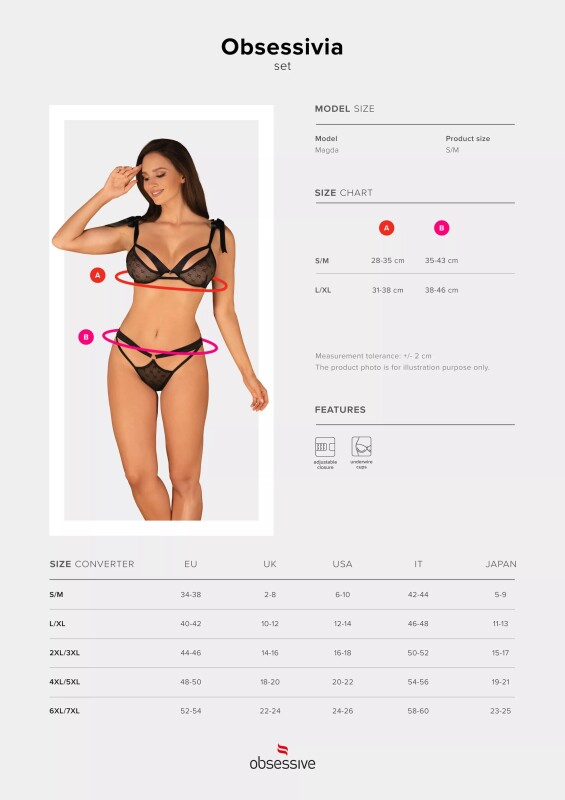 Комплект сексуальної білизни L/XL Obsessive Obsessivia, напівпрозорий, чорний - Изображение 6