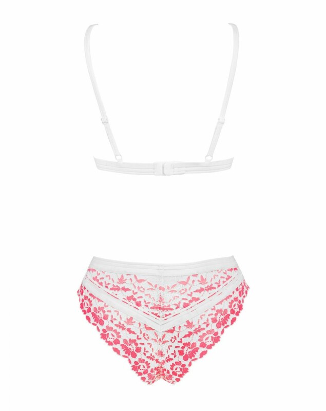 Комплект білизни сексуальний S/M Obsessive Bloomys, з мереживом, рожевий - Изображение 5