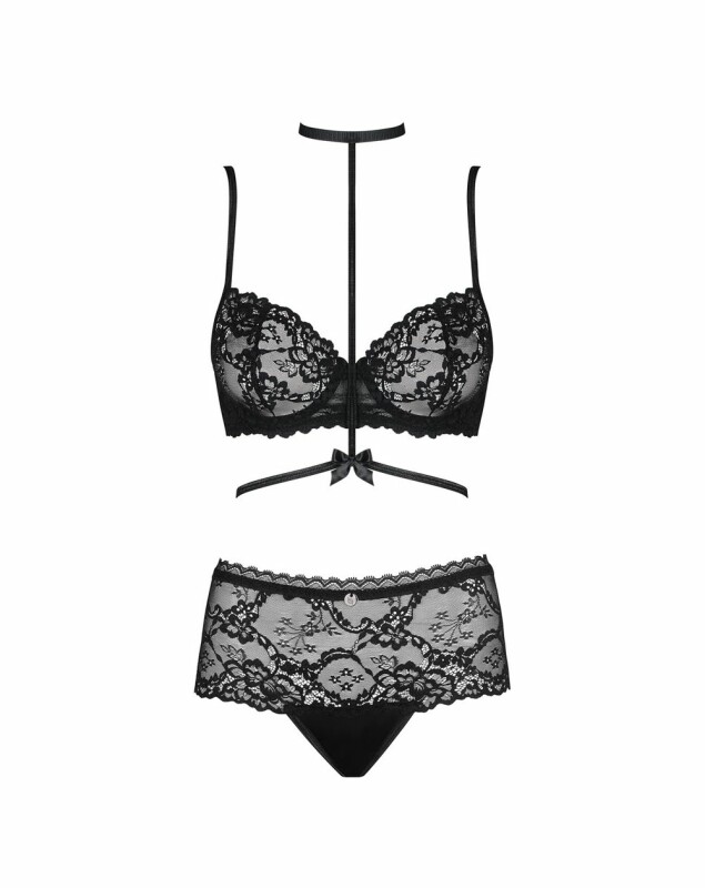 Комплект сексуальної білизни L/XL Raquelia Obsessive, мереживне, чорне - Зображення 2