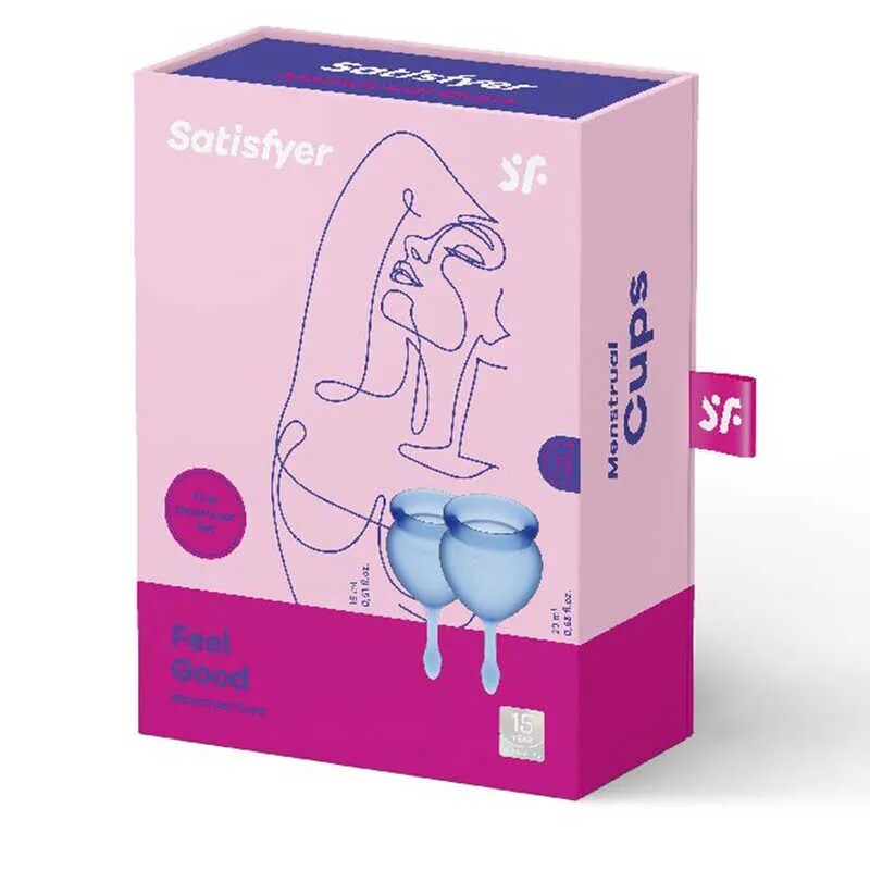Набір менструальних чаш Satisfyer Feel Good синій, 2 шт - Изображение 1
