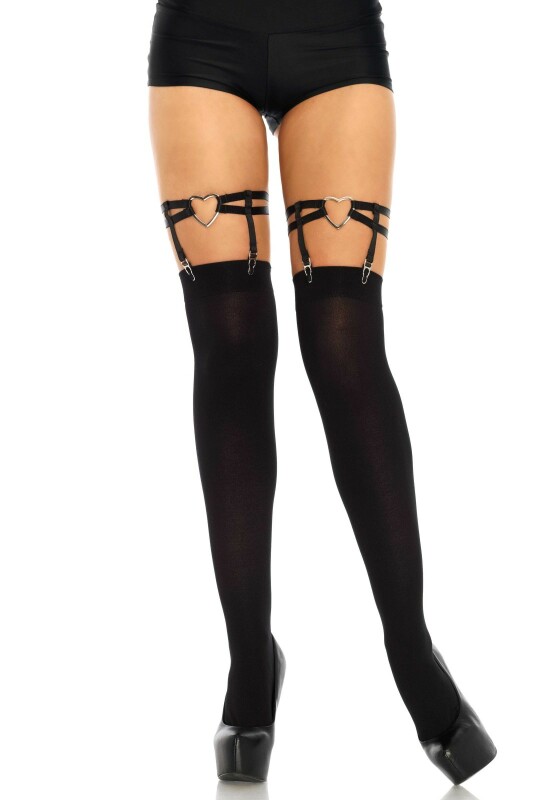 Підв'язки для панчіх Leg Avenue Joni Garter з сердечками, чорні, One Size - Изображение 2