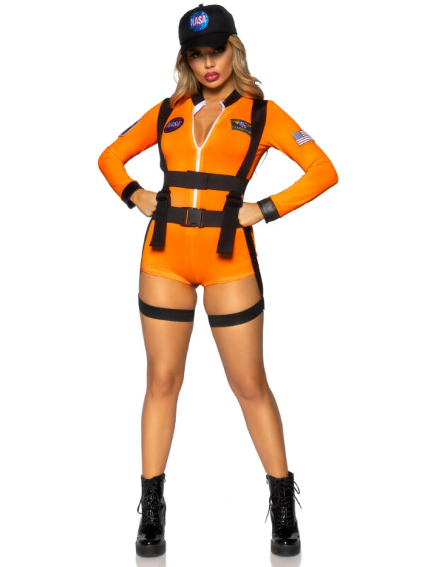 Еротичний костюм космонавтки Leg Avenue, XS, 3 предмети, помаранчевий - Изображение 4