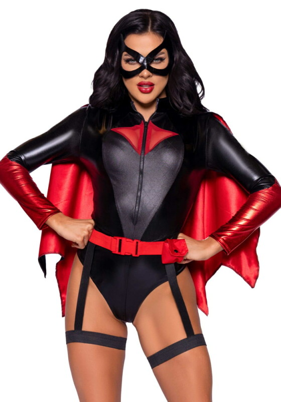 Сексуальний костюм Leg Avenue Bat Woman, XS, із 4 предметів, чорно-червоний - Изображение 2