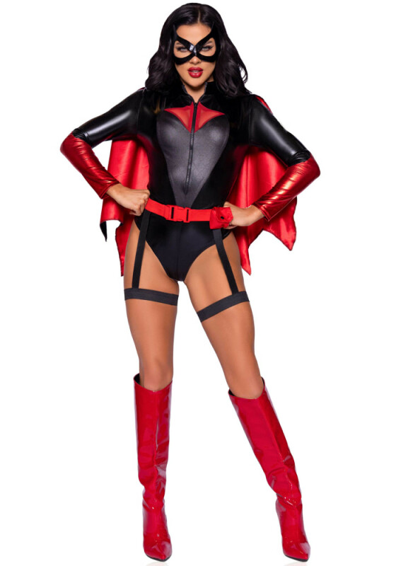 Сексуальний костюм Leg Avenue Bat Woman, XS, із 4 предметів, чорно-червоний - Изображение 6