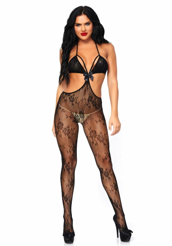 Бодістокінг еротичний One Size Lust &amp; Lace Leg Avenue, мереживний, чорний - Зображення 1