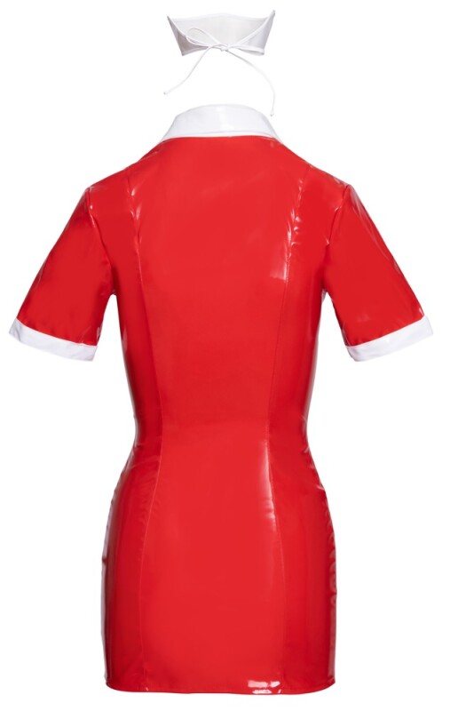 Костюм сексі медсестри Black Level Vinyl Nurse, M, червоний, 2 предмети - Изображение 5