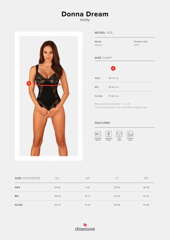 Боді еротичне з інтимним вирізом M/L Donna Dream Obsessive, чорне - Зображення 4