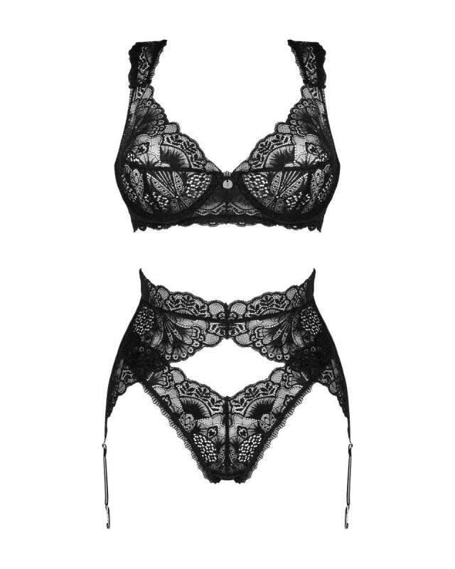 Комплект сексуальної білизни M/L Donna Dream Obsessive, 3 предмети, чорне - Зображення 2